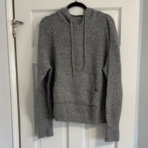 Gray Knit Hoodie Sweater